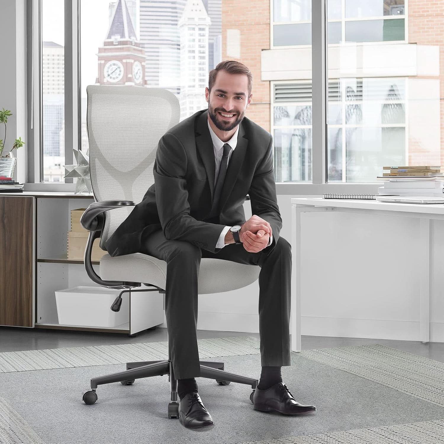 Ergonomic High Back Mesh Office Chair With Lumbar Grey