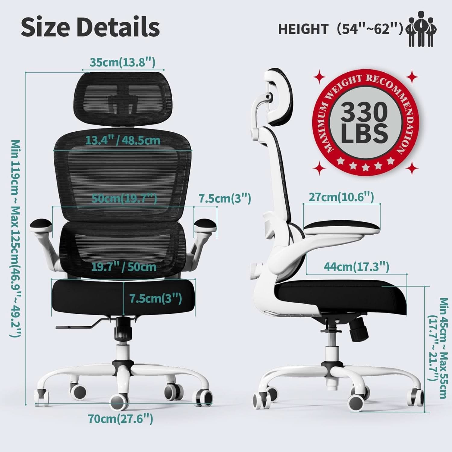 Ergonomic High Back Mesh Office Chair With Wheels Black