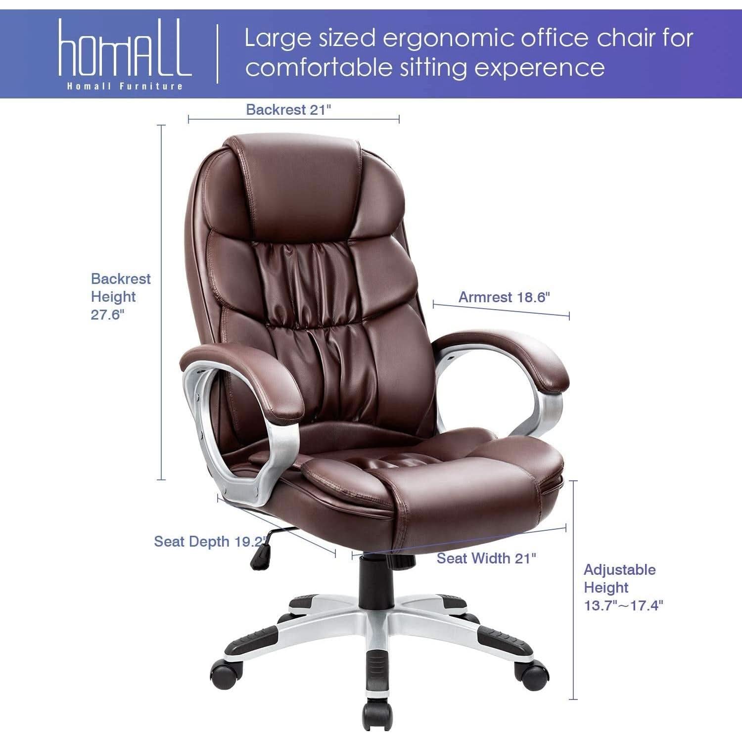 Ergonomic High Back Office Chair With Padded Armrests