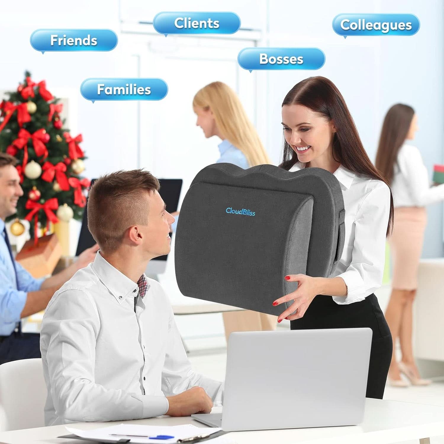 Ergonomic Memory Foam Seat Cushion Grey For Office Chair