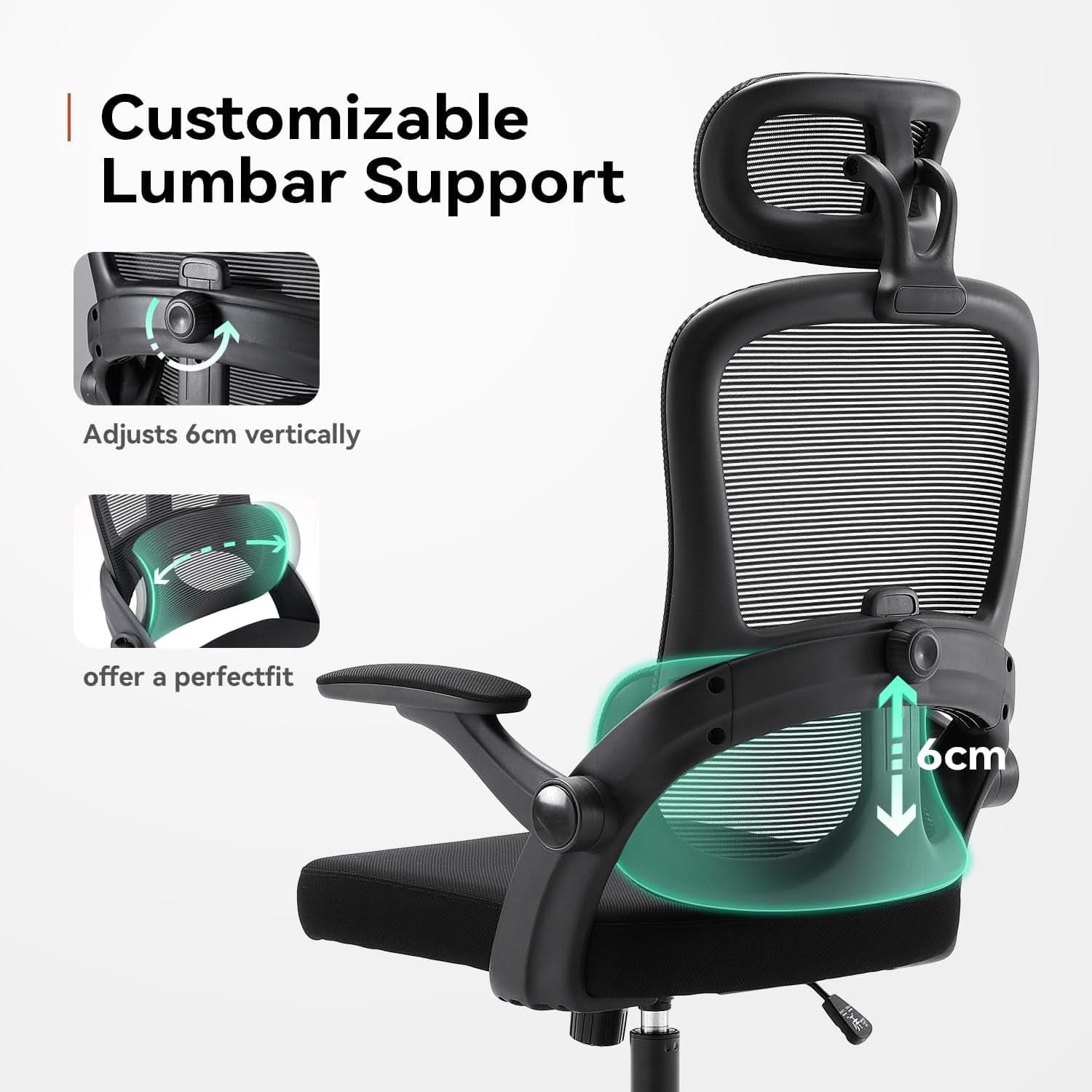 Ergonomic Mesh Office Chair Black With 3D Armrests