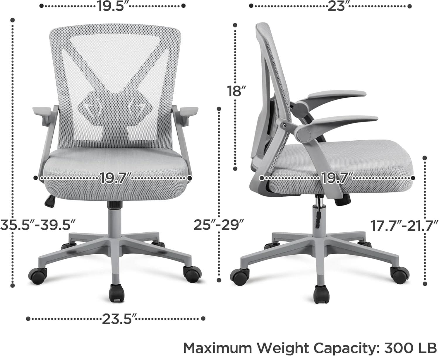 Ergonomic Mesh Office Chair Gray With Adjustable Height