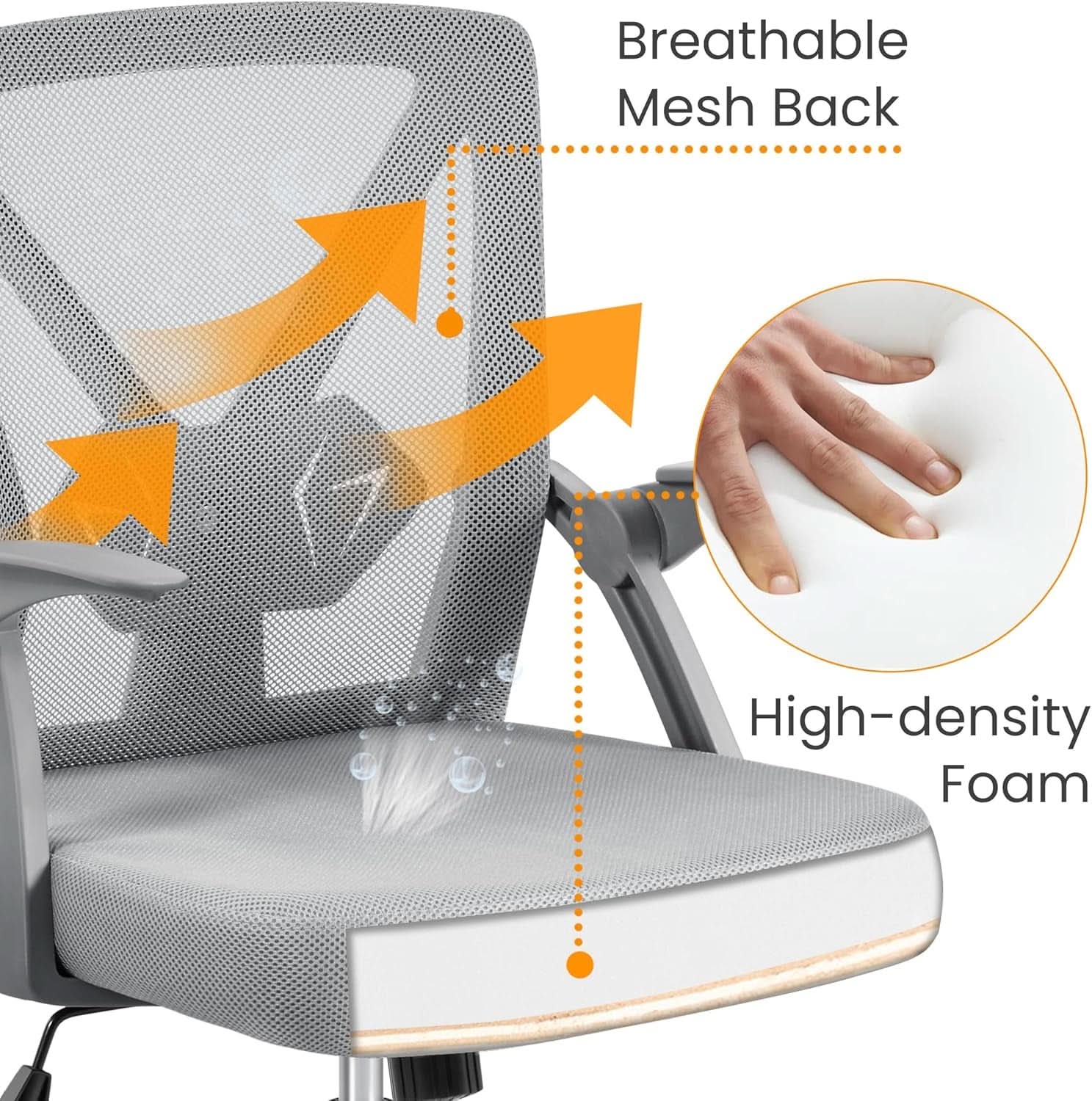 Ergonomic Mesh Office Chair Gray With Adjustable Height