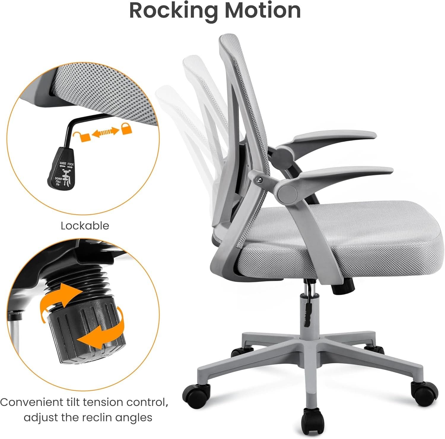Ergonomic Mesh Office Chair Gray With Adjustable Height