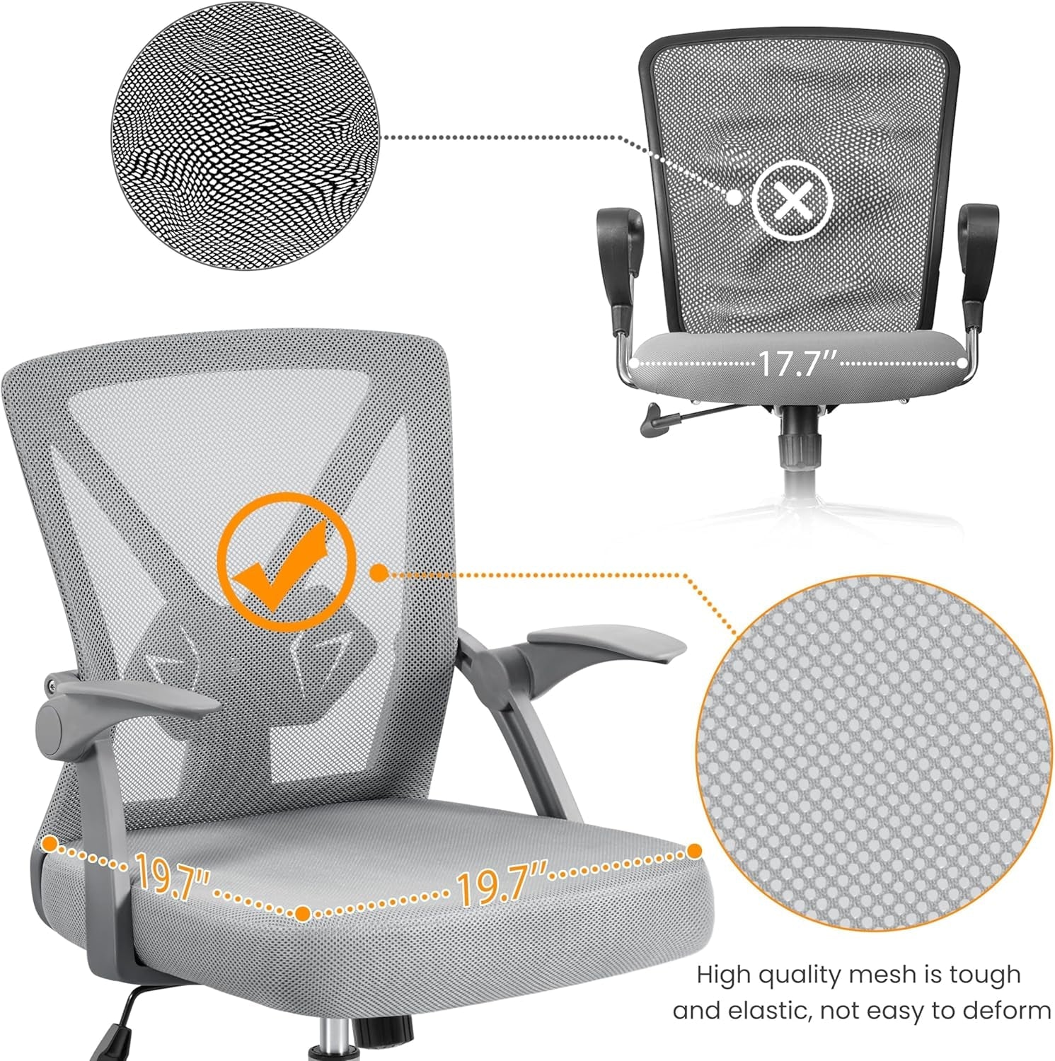 Ergonomic Mesh Office Chair Gray With Adjustable Height