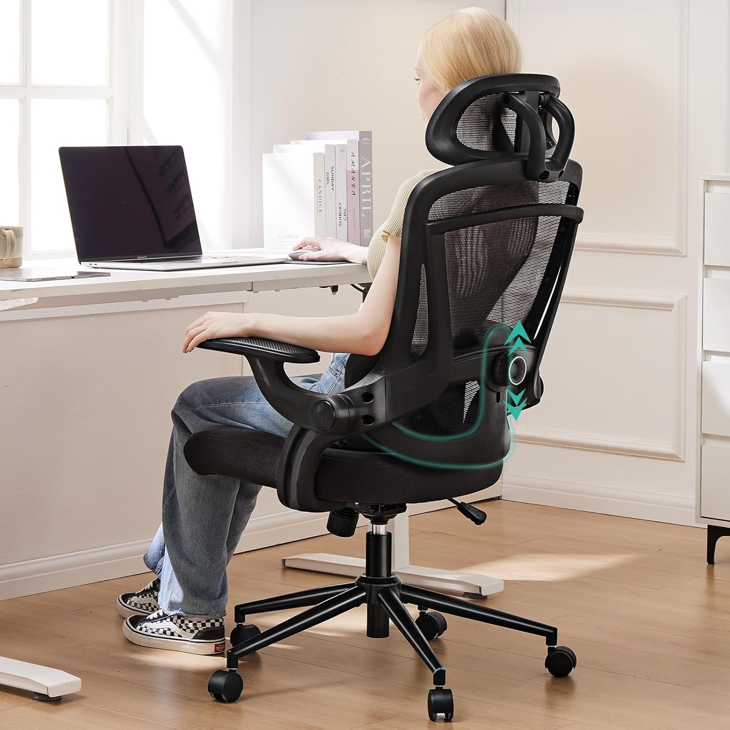 Ergonomic Mesh Office Chair High Back 2D Headrest Black
