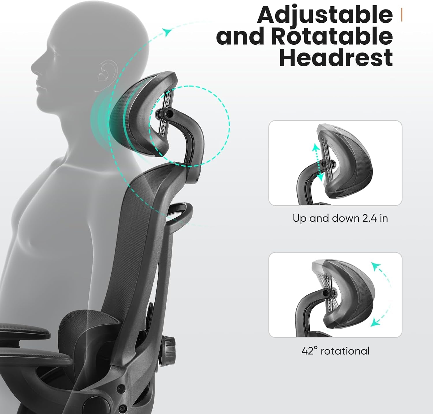 Ergonomic Mesh Office Chair High Back 2D Headrest Black