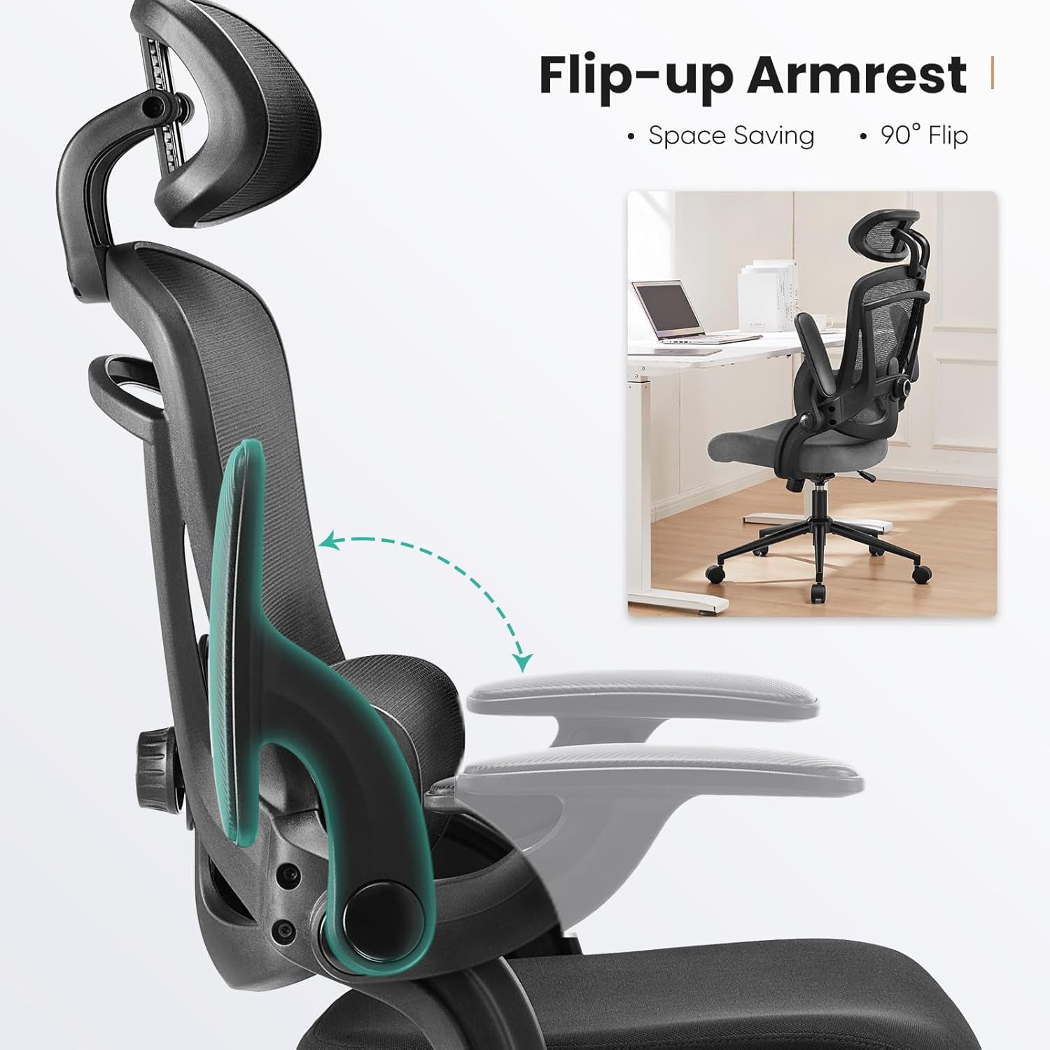Ergonomic Mesh Office Chair High Back 2D Headrest Black