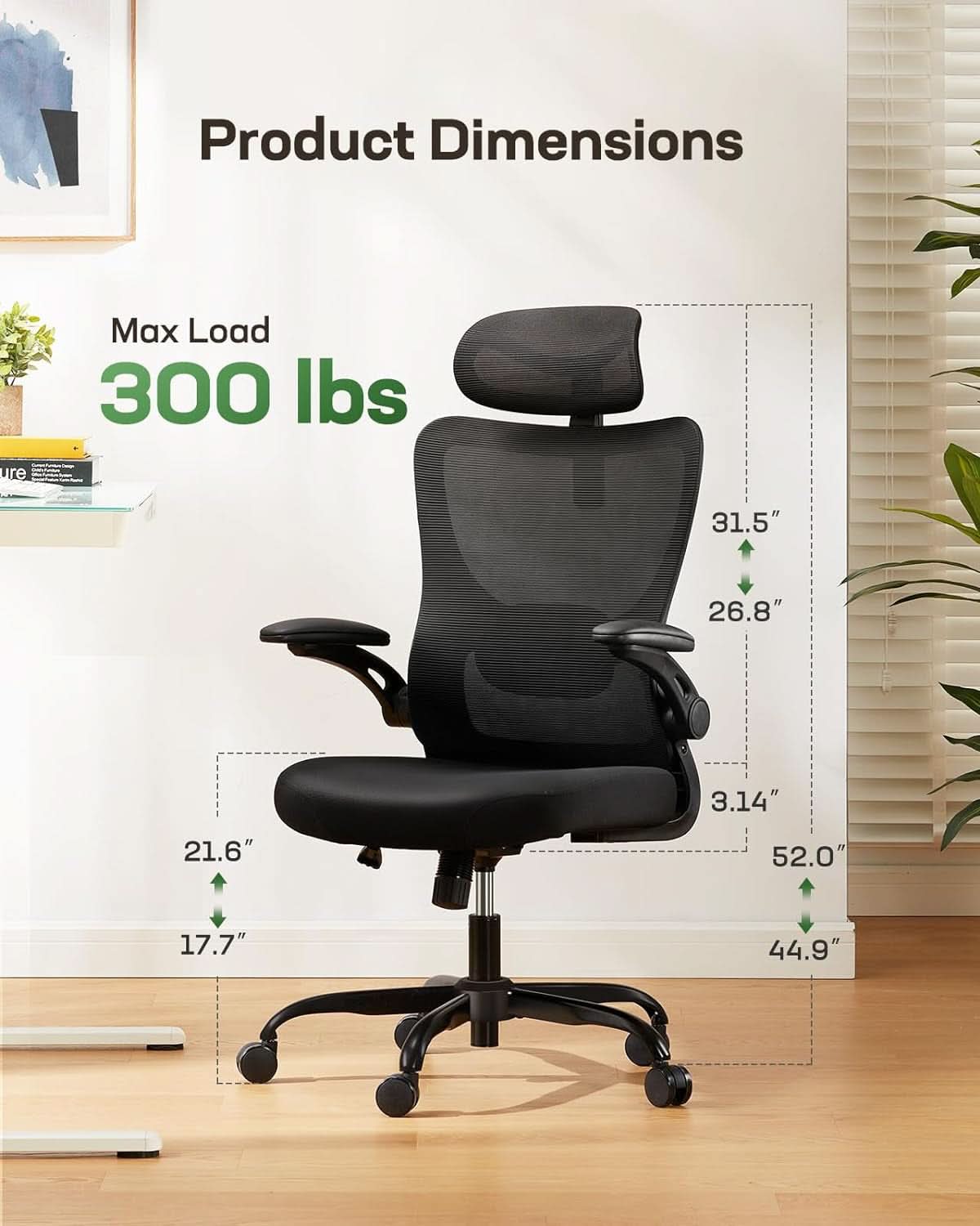 Ergonomic Mesh Office Chair With Headrest And Lumbar