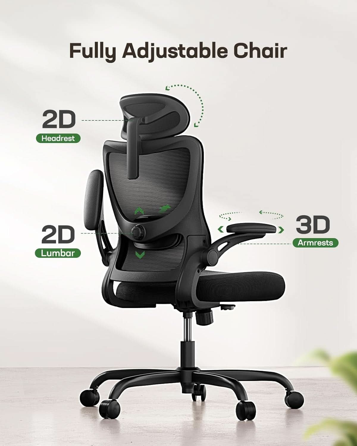 Ergonomic Mesh Office Chair With Headrest And Lumbar