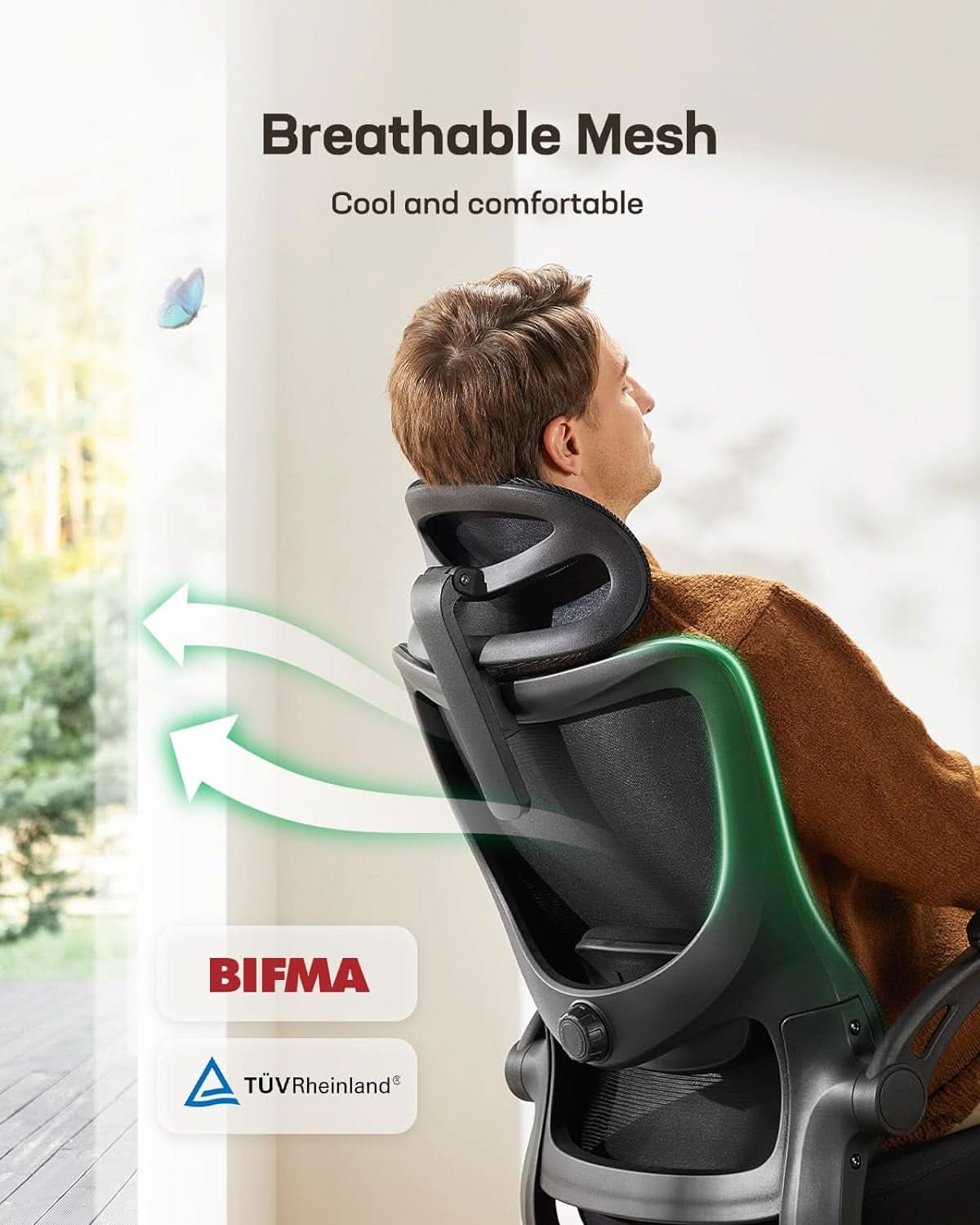 Ergonomic Mesh Office Chair With Headrest And Lumbar