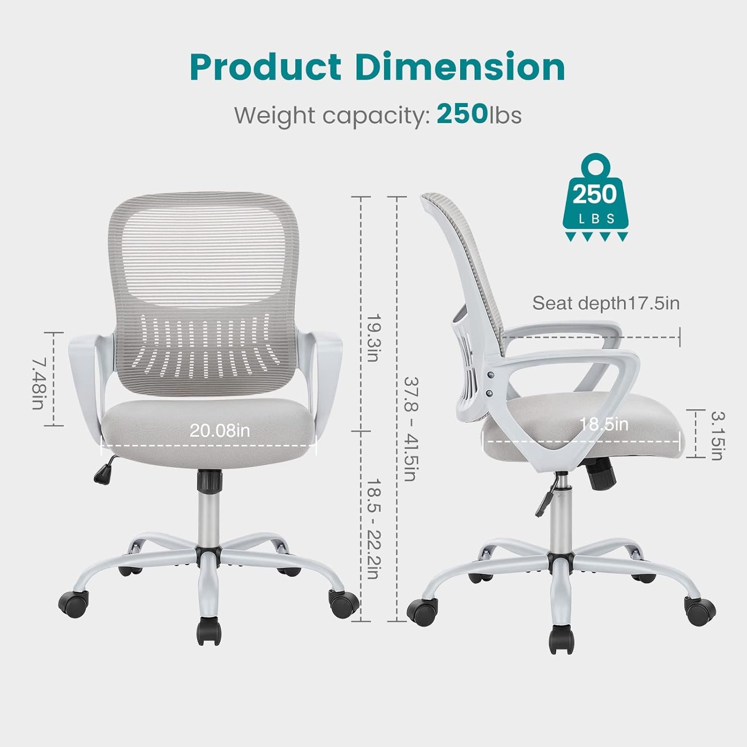 Ergonomic Mesh Office Chair With Large Seat And Lumbar