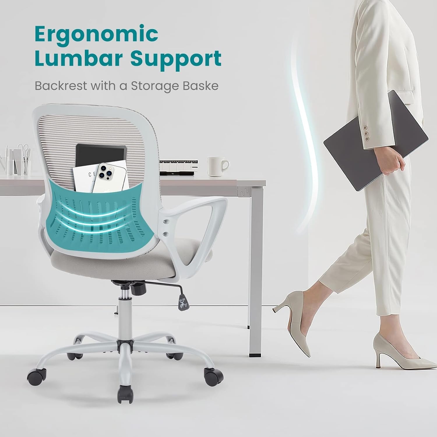 Ergonomic Mesh Office Chair With Large Seat And Lumbar