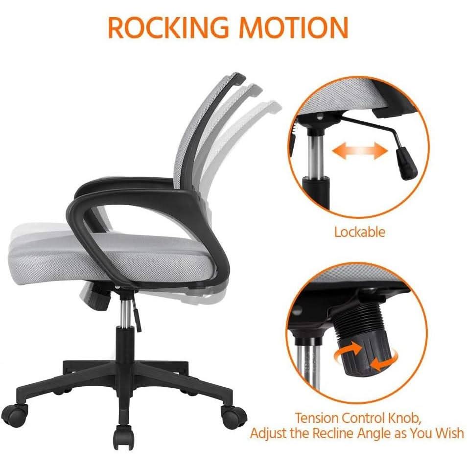 Ergonomic Mesh Office Chair With Lumbar Support Mid Back