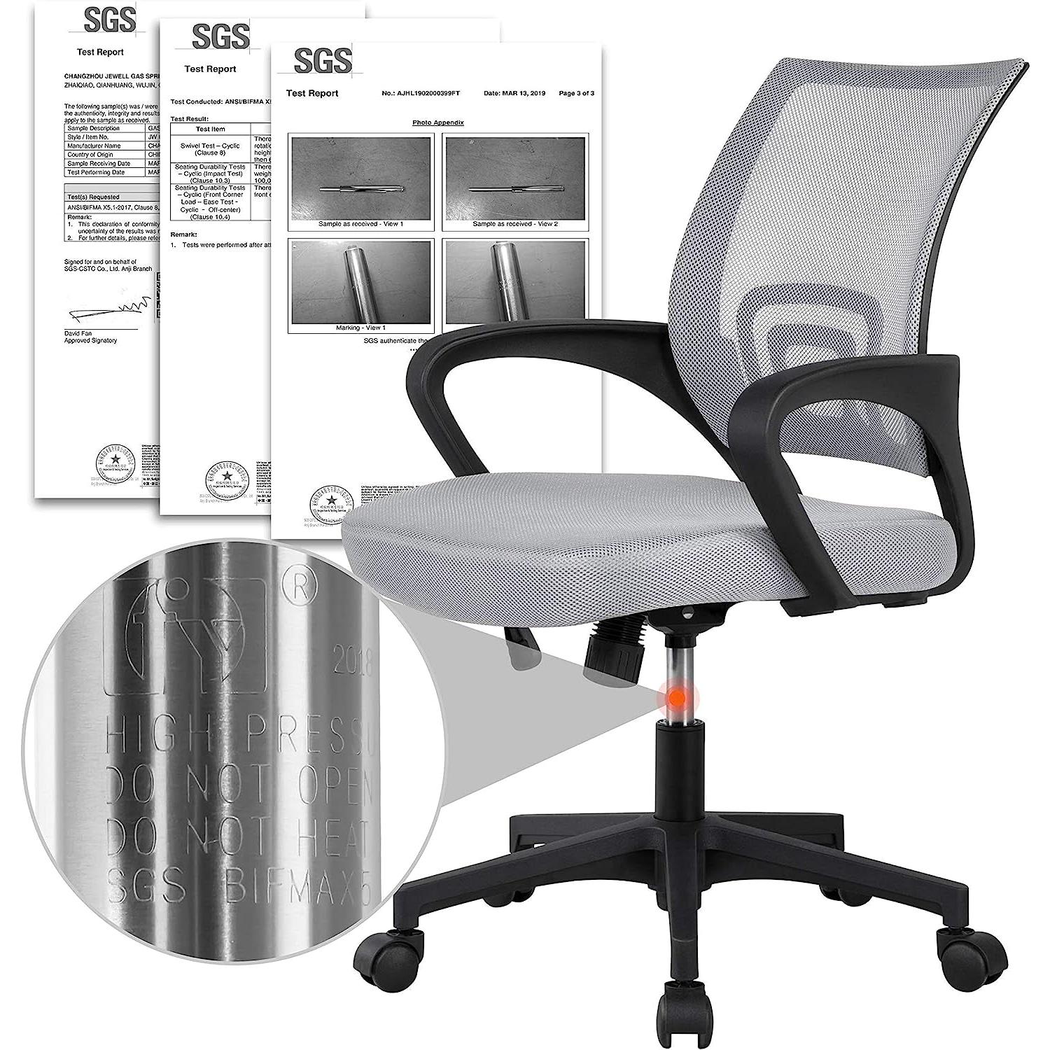 Ergonomic Mesh Office Chair With Lumbar Support Mid Back