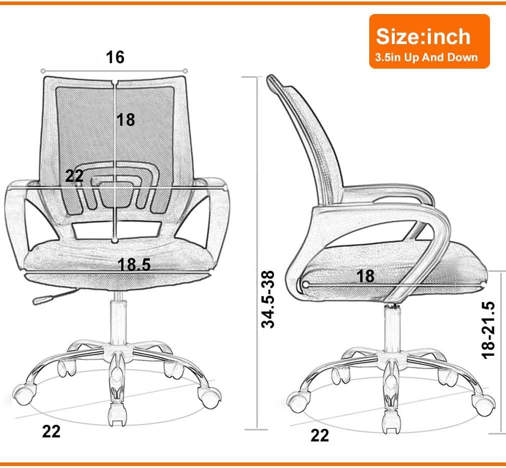 Ergonomic Office Chair Black With Lumbar Support Adjustable