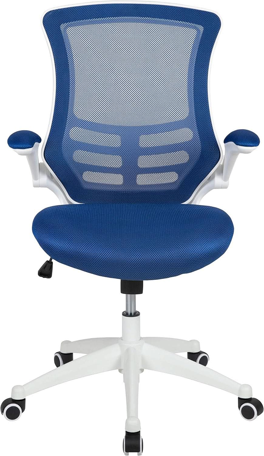 Ergonomic Office Chair Blue Mesh With White Frame Mid Back