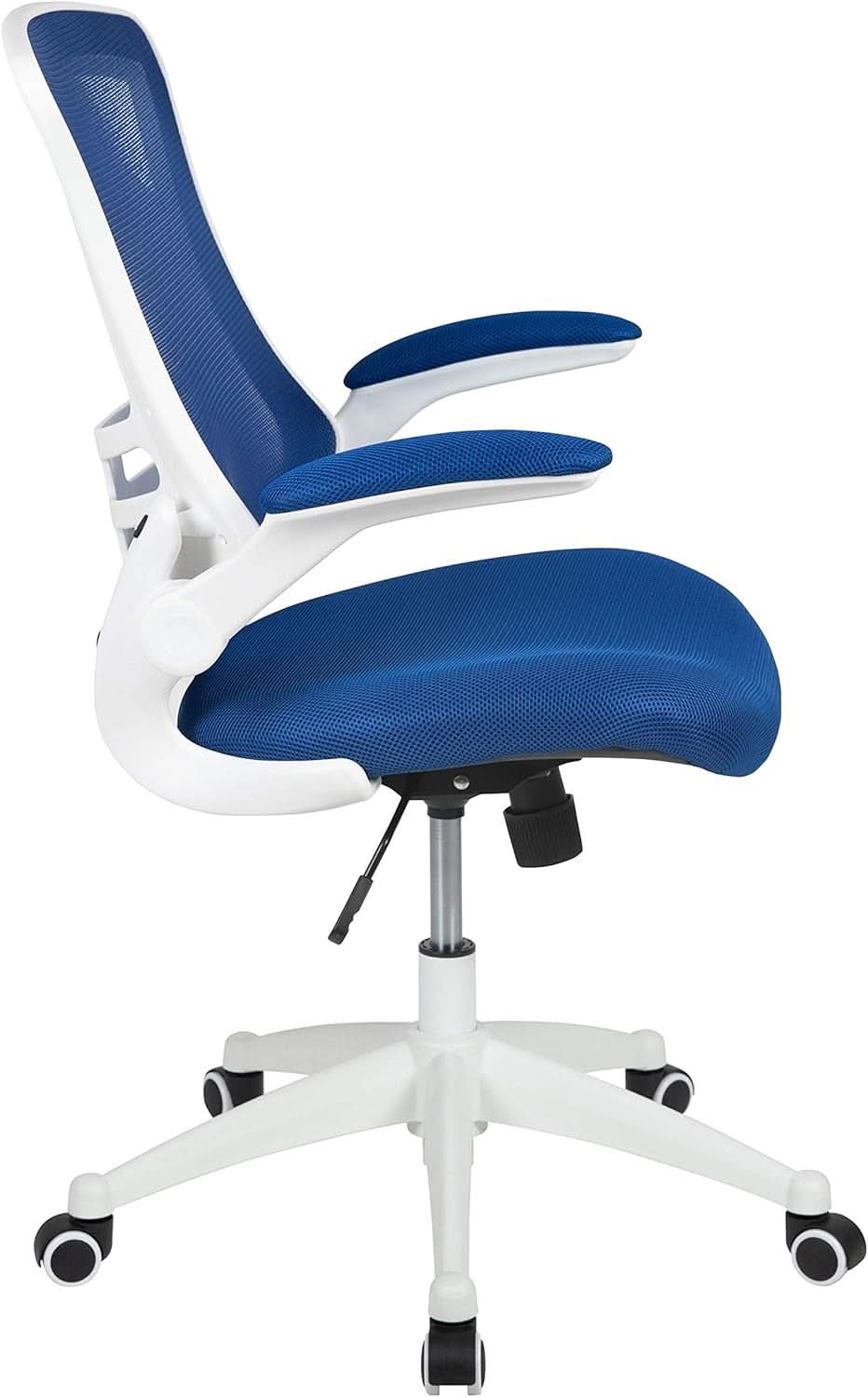 Ergonomic Office Chair Blue Mesh With White Frame Mid Back