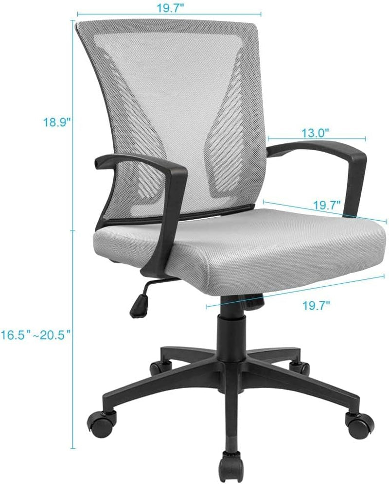 Ergonomic Office Chair Gray With Lumbar Support For Long Hours