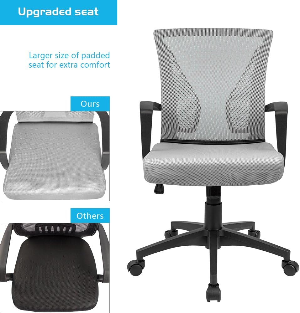 Ergonomic Office Chair Gray With Lumbar Support For Long Hours