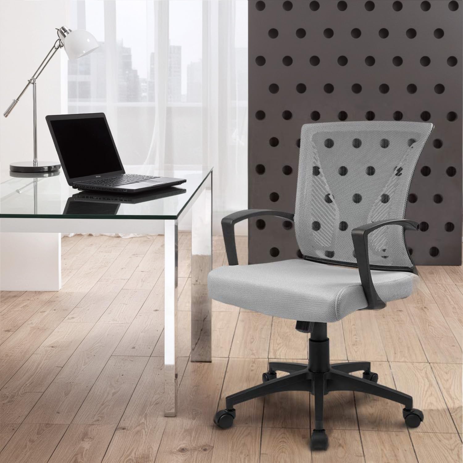Ergonomic Office Chair Gray With Lumbar Support For Long Hours
