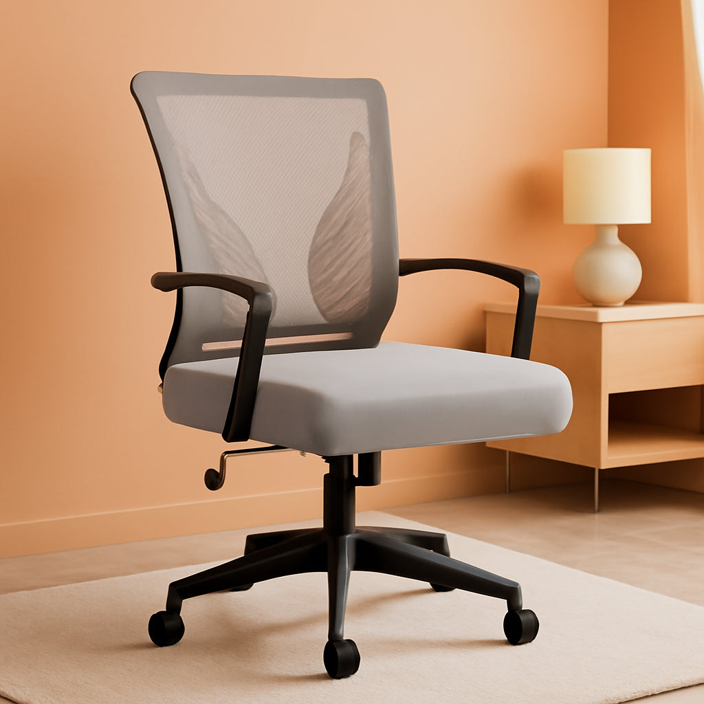 Ergonomic Office Chair Gray With Lumbar Support For Long Hours