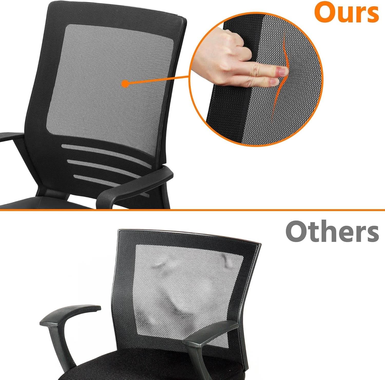 Ergonomic Office Chair Leather Seat Mesh Back Black With Lumbar Support