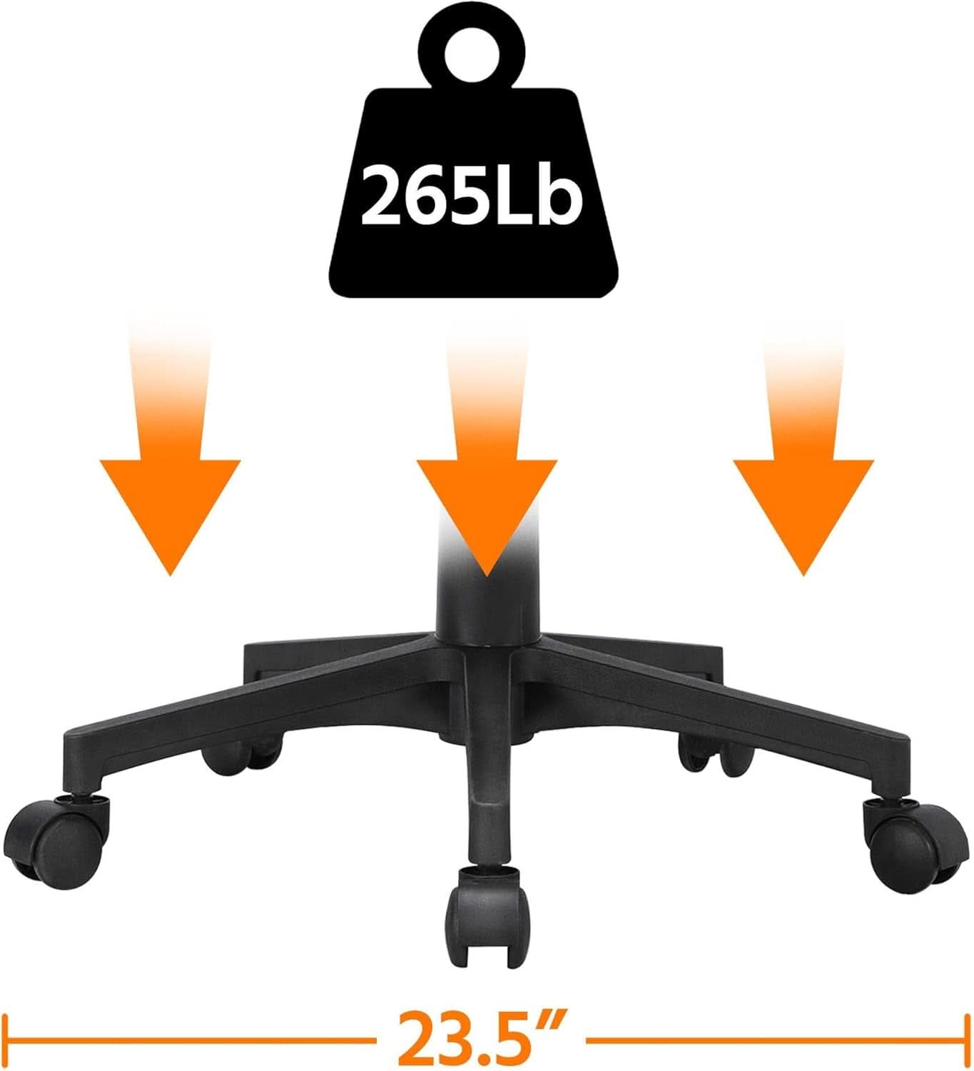 Ergonomic Office Chair Leather Seat Mesh Back Black With Lumbar Support