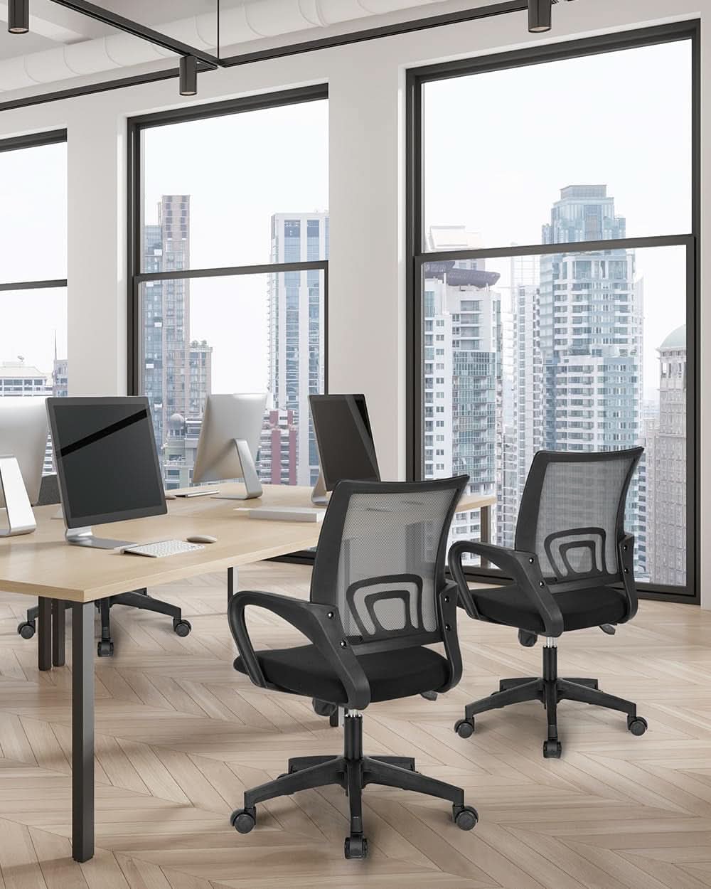 Ergonomic Office Chair Lumbar Support Mesh Back Black