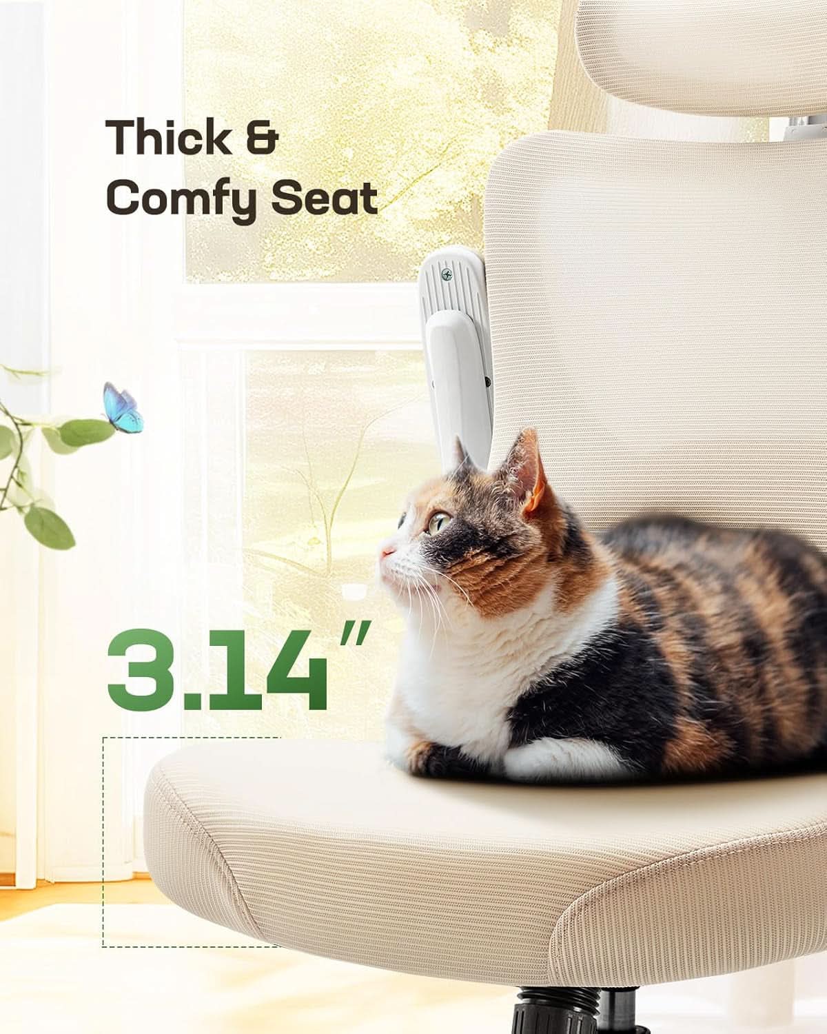 Ergonomic Office Chair White Mesh Back And Adjustable Lumbar