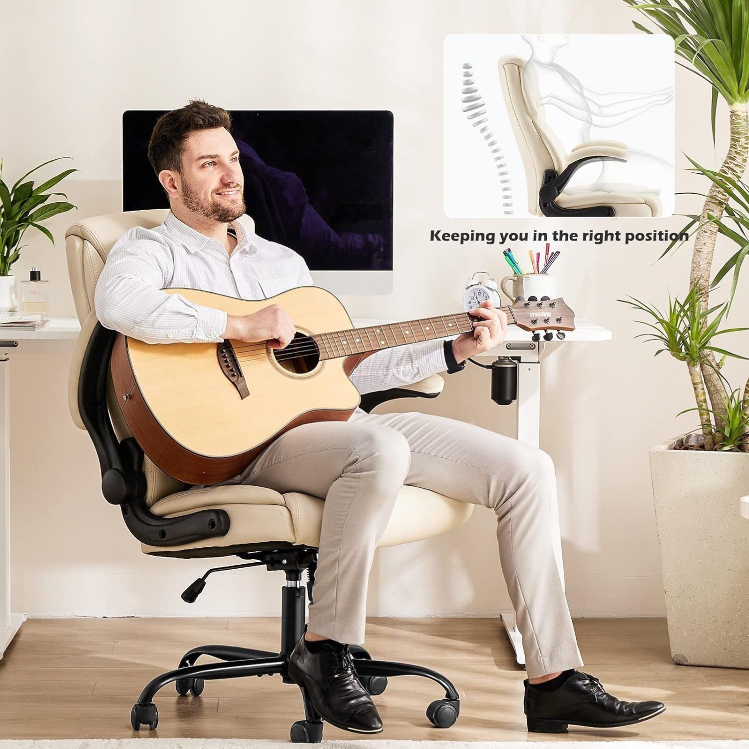 Ergonomic Office Chair With Adjustable Armrests White