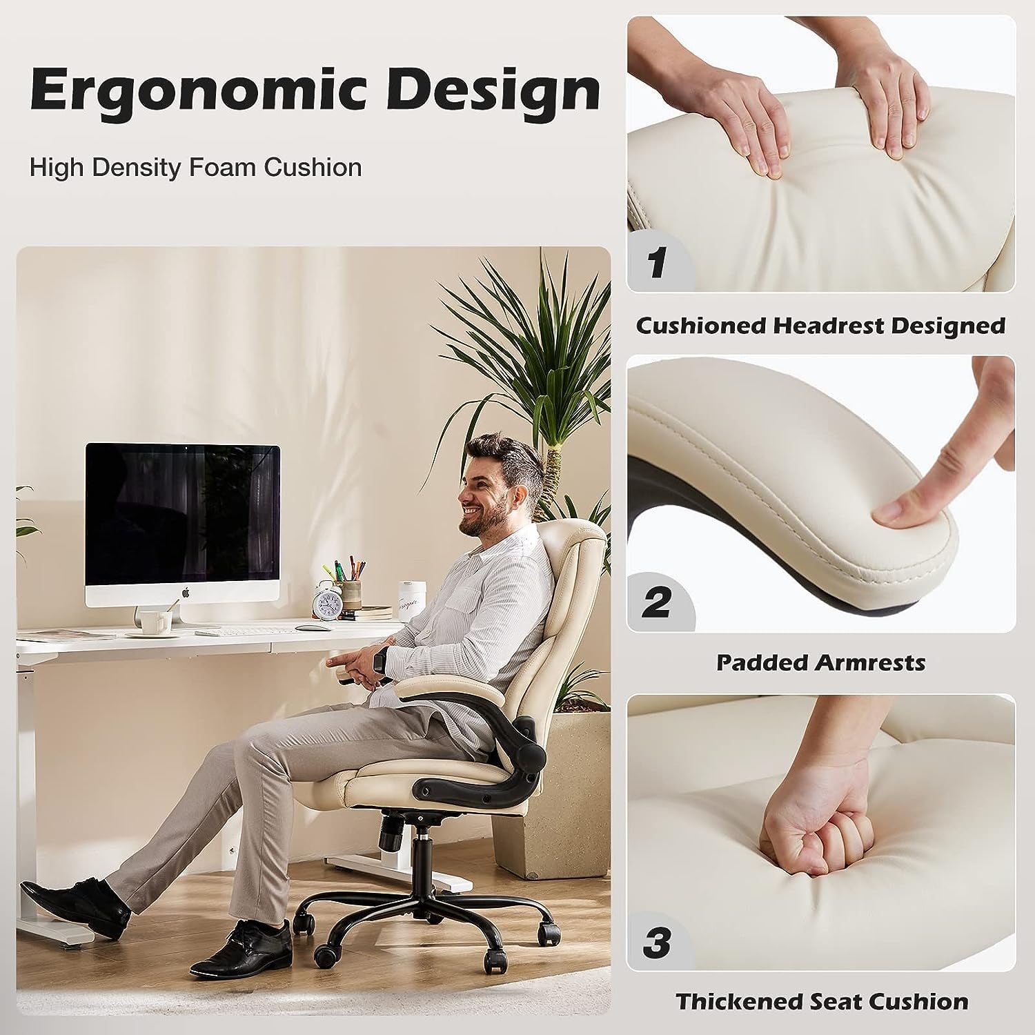 Ergonomic Office Chair With Adjustable Armrests White