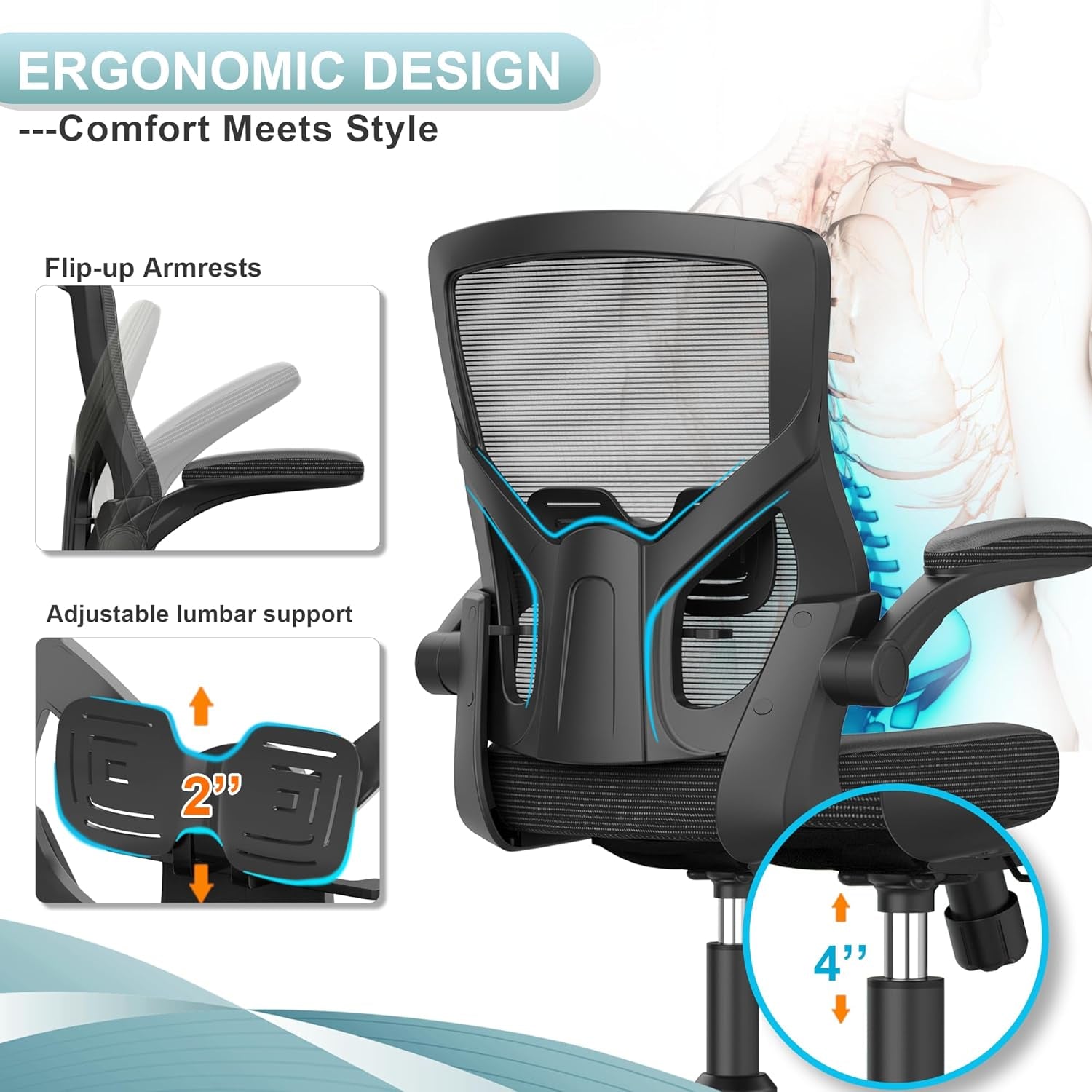 Ergonomic Office Chair With Adjustable Height And Lumbar