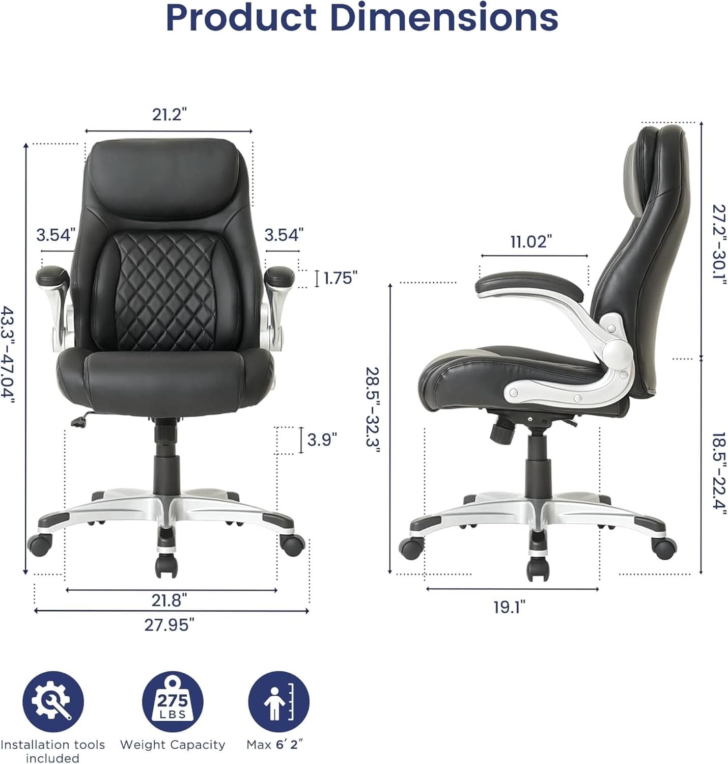 Ergonomic Office Chair With Adjustable Lumbar Support Black
