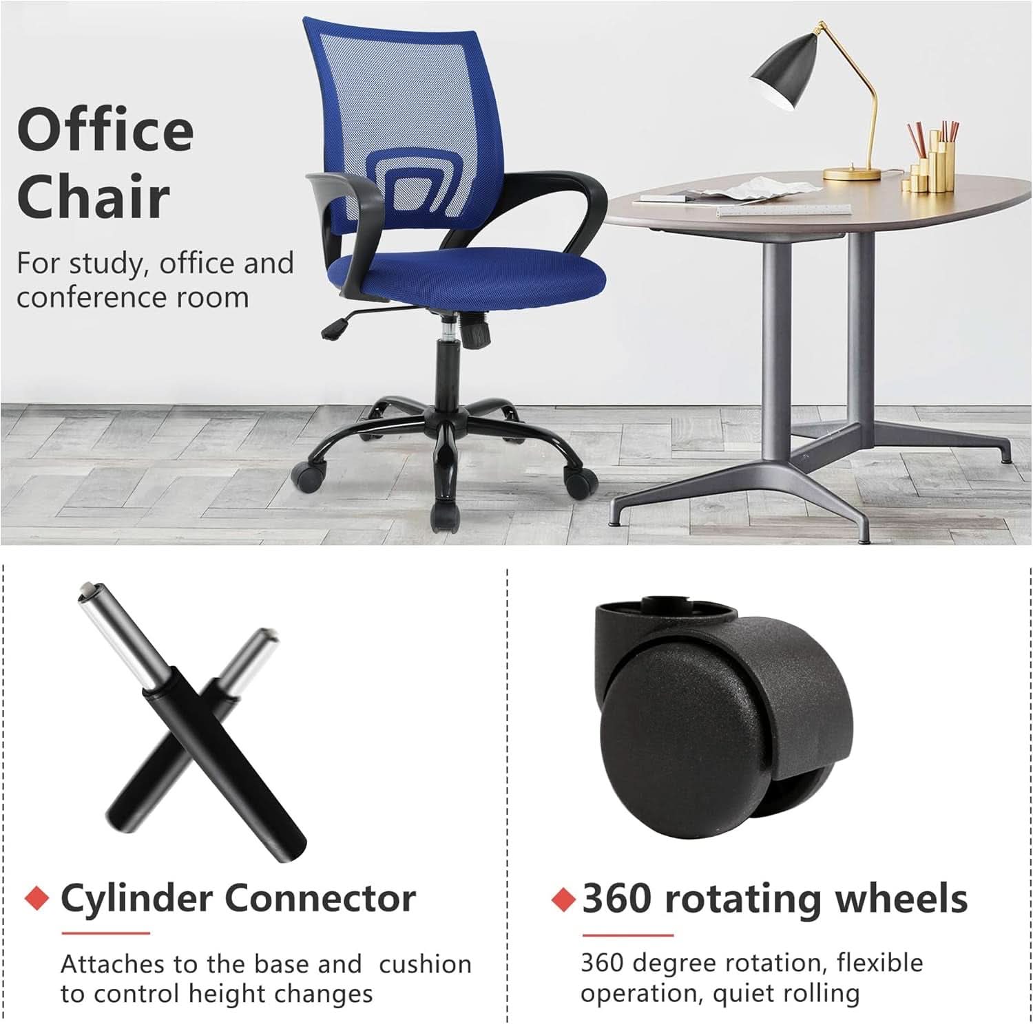 Ergonomic Office Chair With Adjustable Lumbar Support Blue
