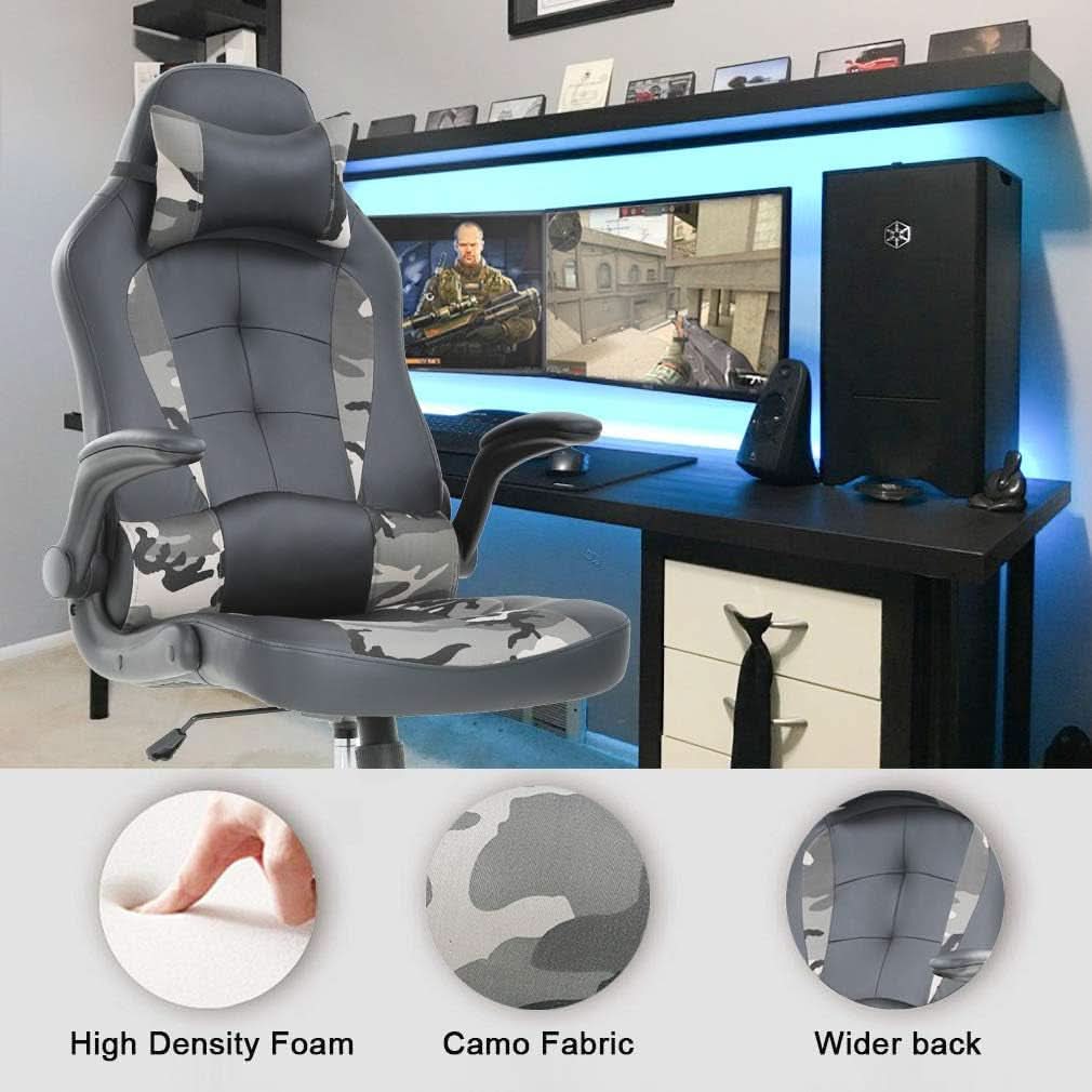 Ergonomic PU Leather Gaming Chair Lumbar Support Camouflage