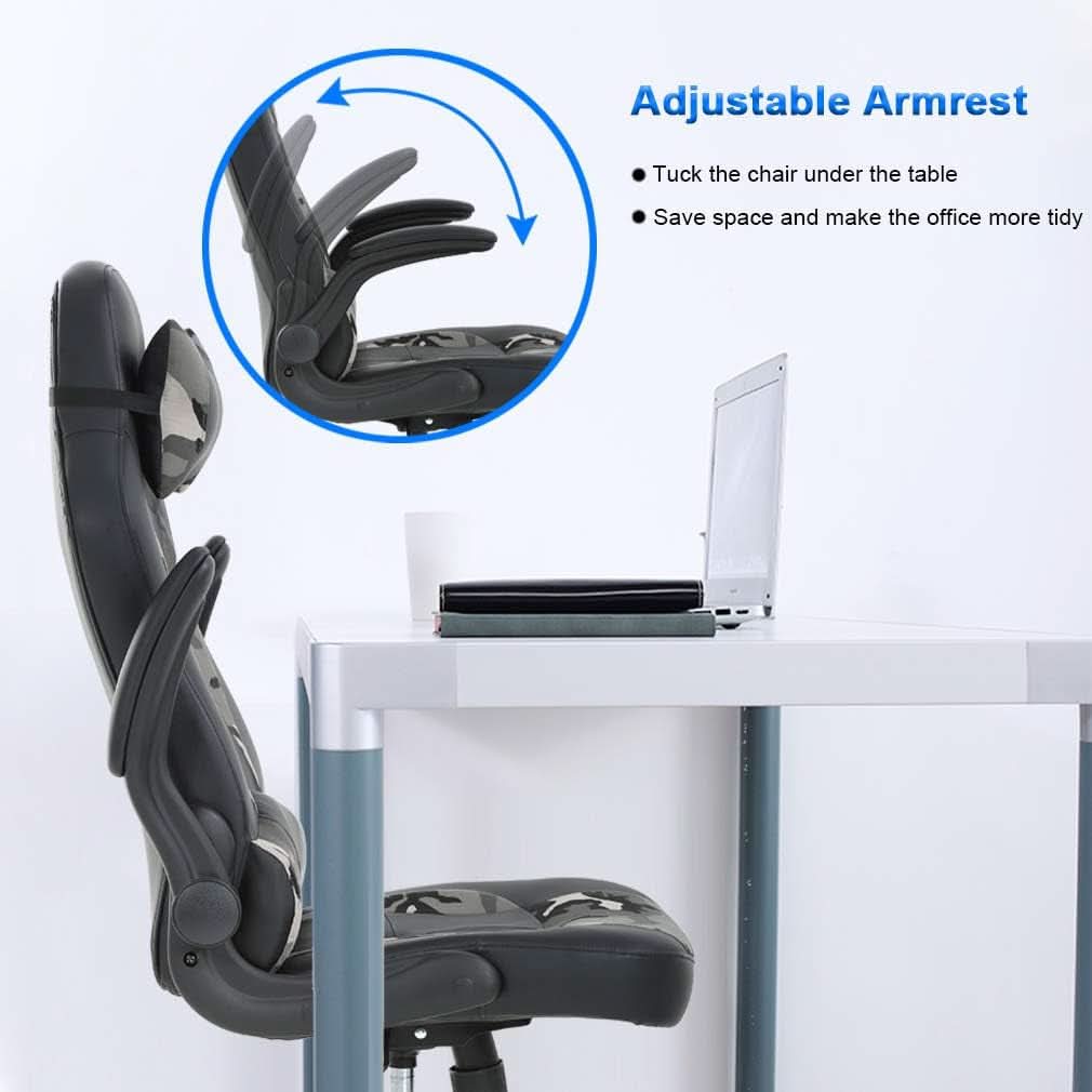 Ergonomic PU Leather Gaming Chair Lumbar Support Camouflage