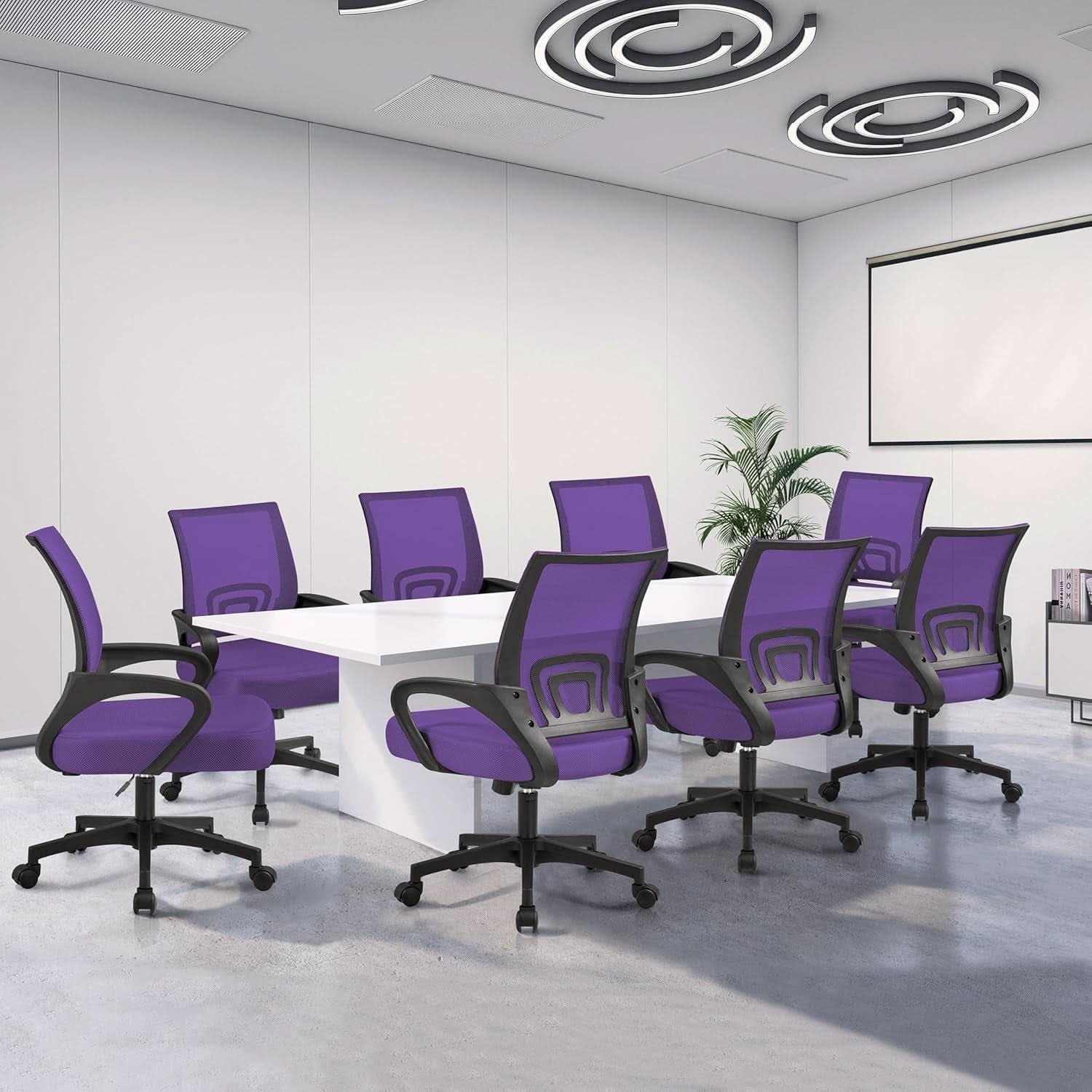 Ergonomic Purple Mesh Office Chair With Lumbar Support