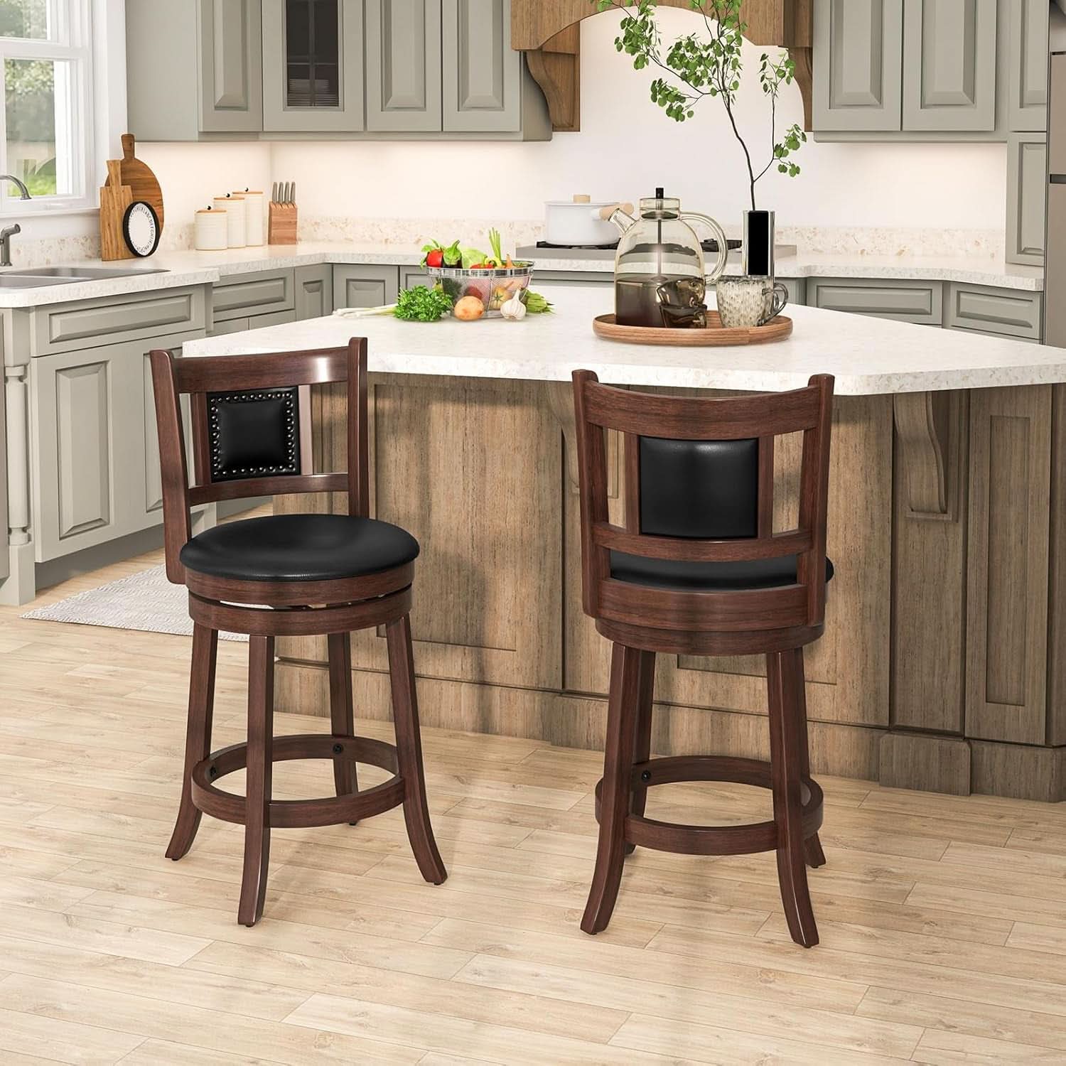 Ergonomic Swivel Bar Stools Set of Two