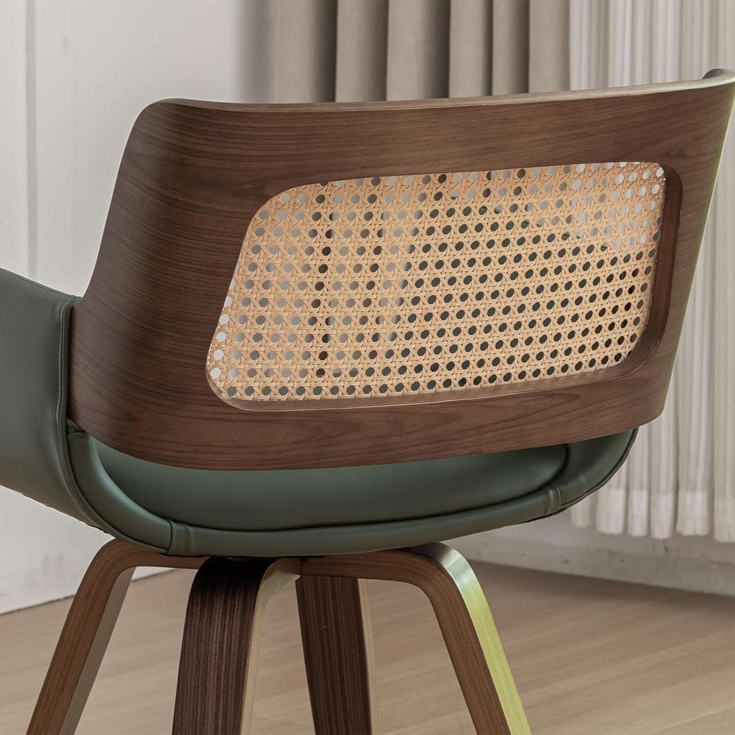 Ergonomic Walnut Swivel Dining Chairs With Armrests