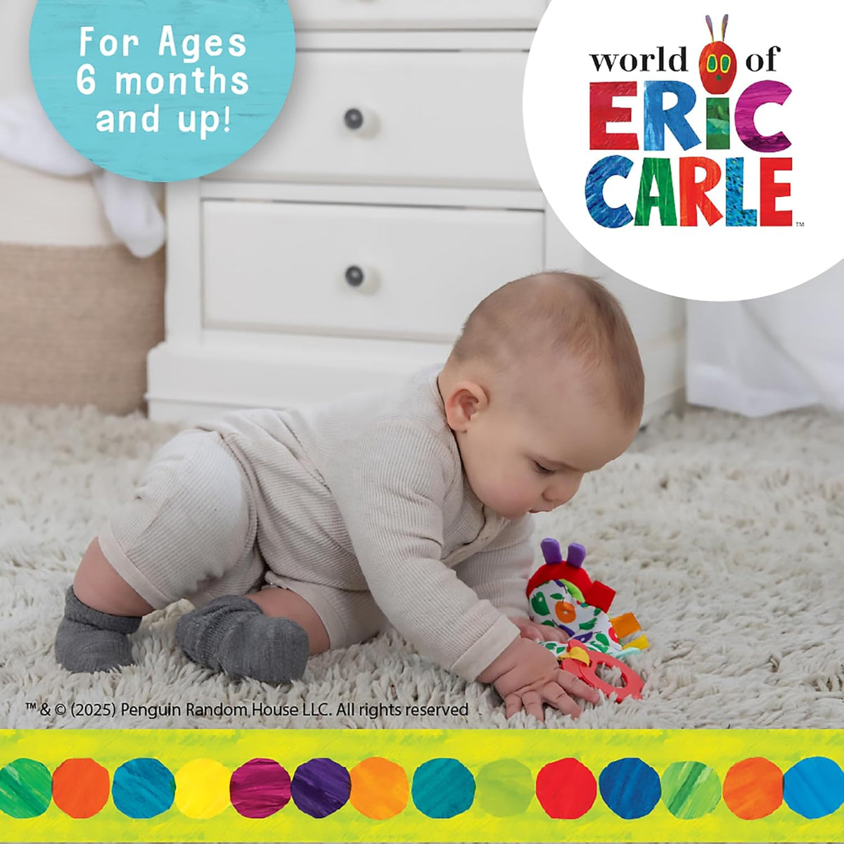 Eric Carle - The Very Hungry Caterpillar Sensory Toy with Crinkle Orange Slice and Teether Ring