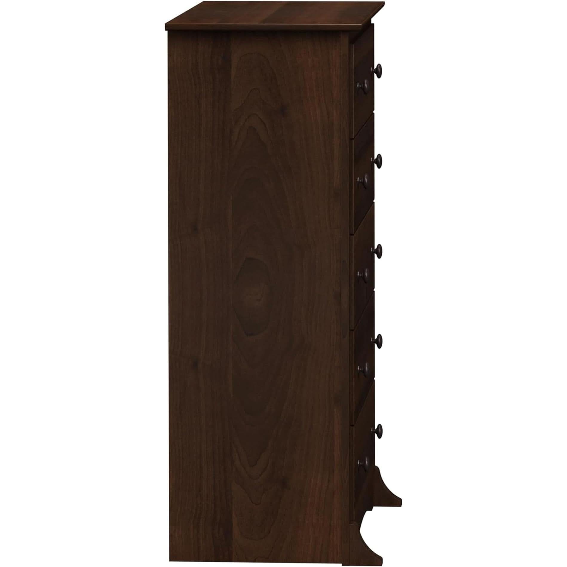 Espresso 5 Drawer Dresser With Wide Top For Bedroom Storage