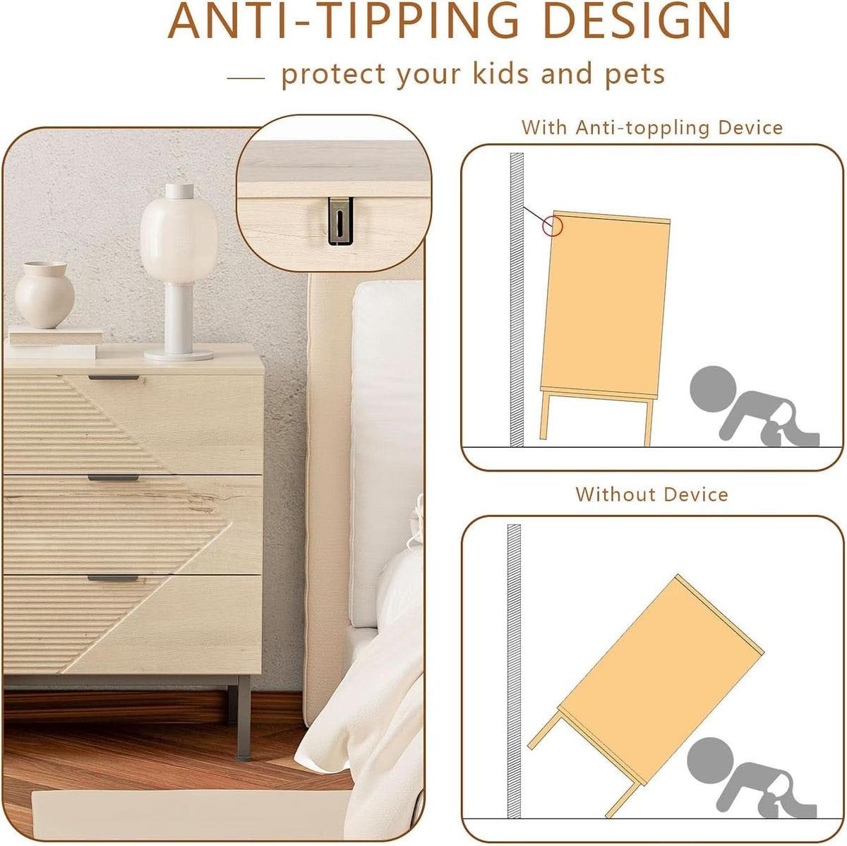 Espresso 6 Drawer Dresser With Farmhouse Style Wood