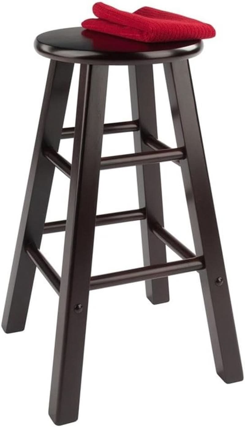 Espresso Counter Stool Set 2 Piece Solid Wood 24 Inch