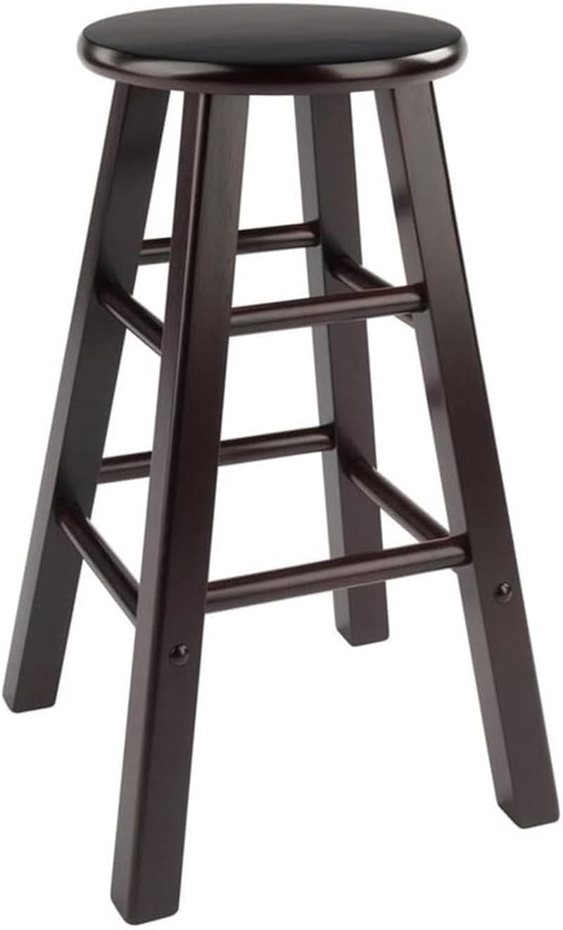 Espresso Counter Stool Set 2 Piece Solid Wood 24 Inch