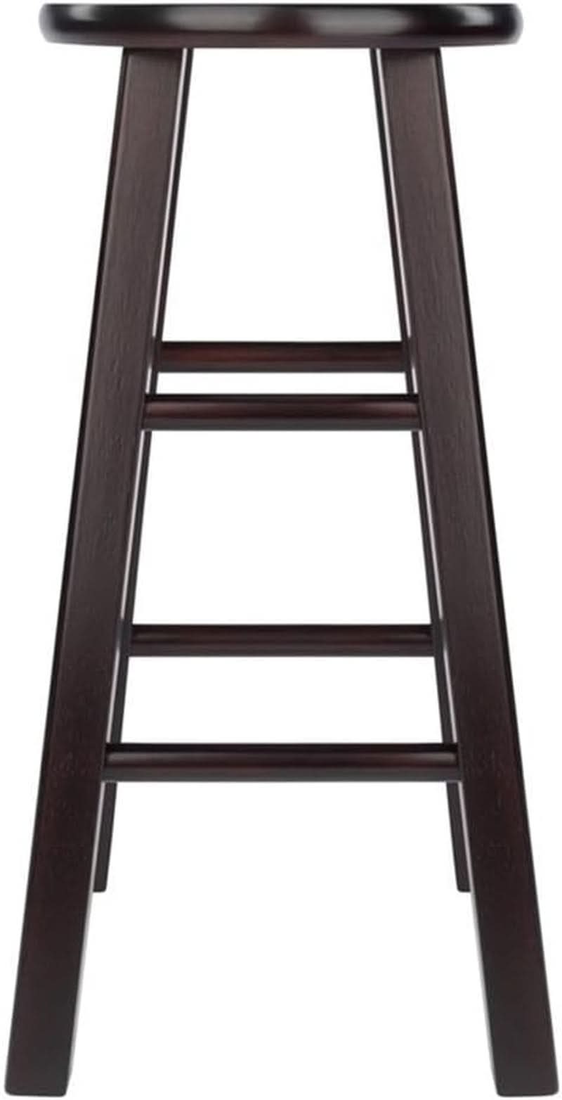 Espresso Counter Stool Set 2 Piece Solid Wood 24 Inch