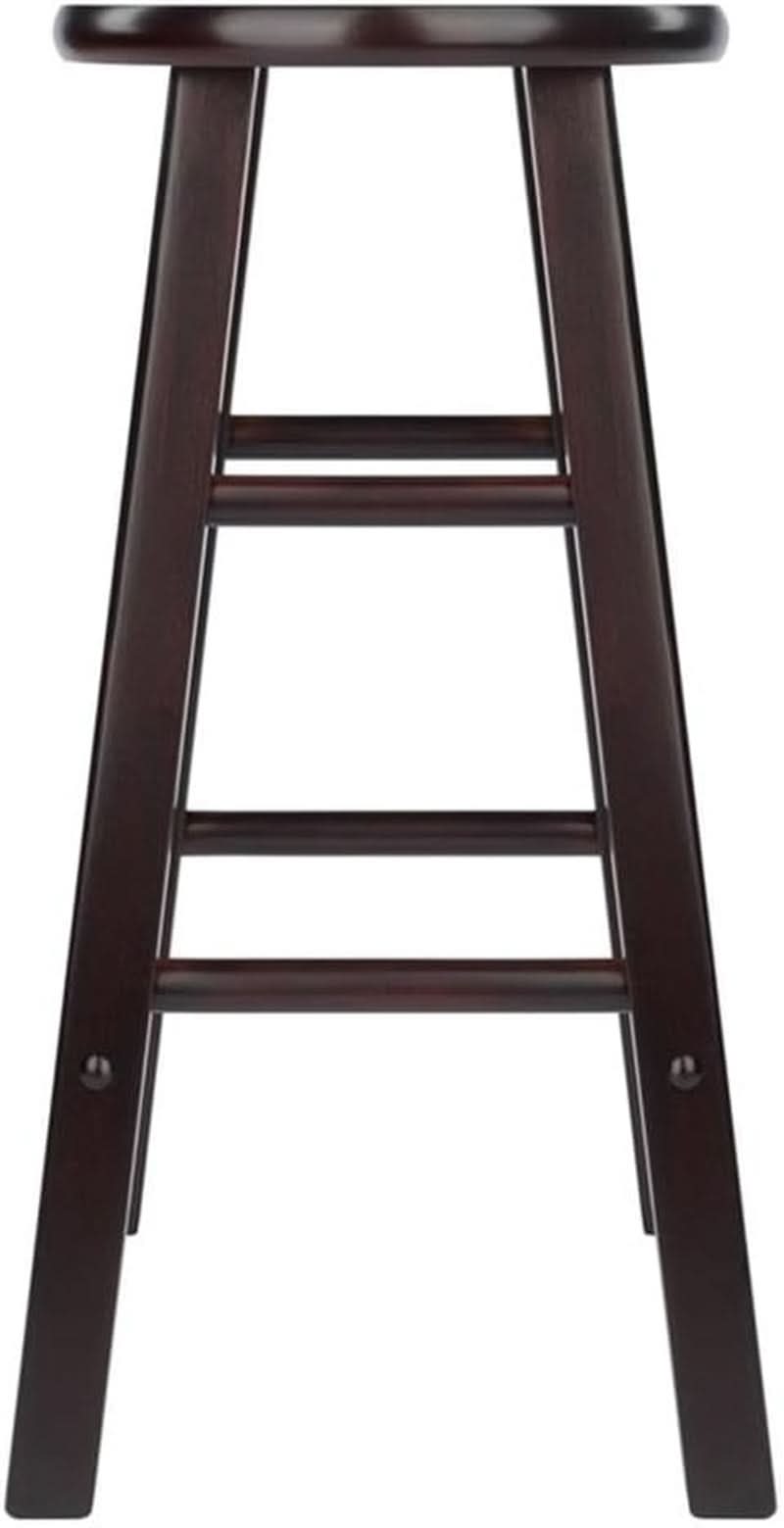 Espresso Counter Stool Set 2 Piece Solid Wood 24 Inch