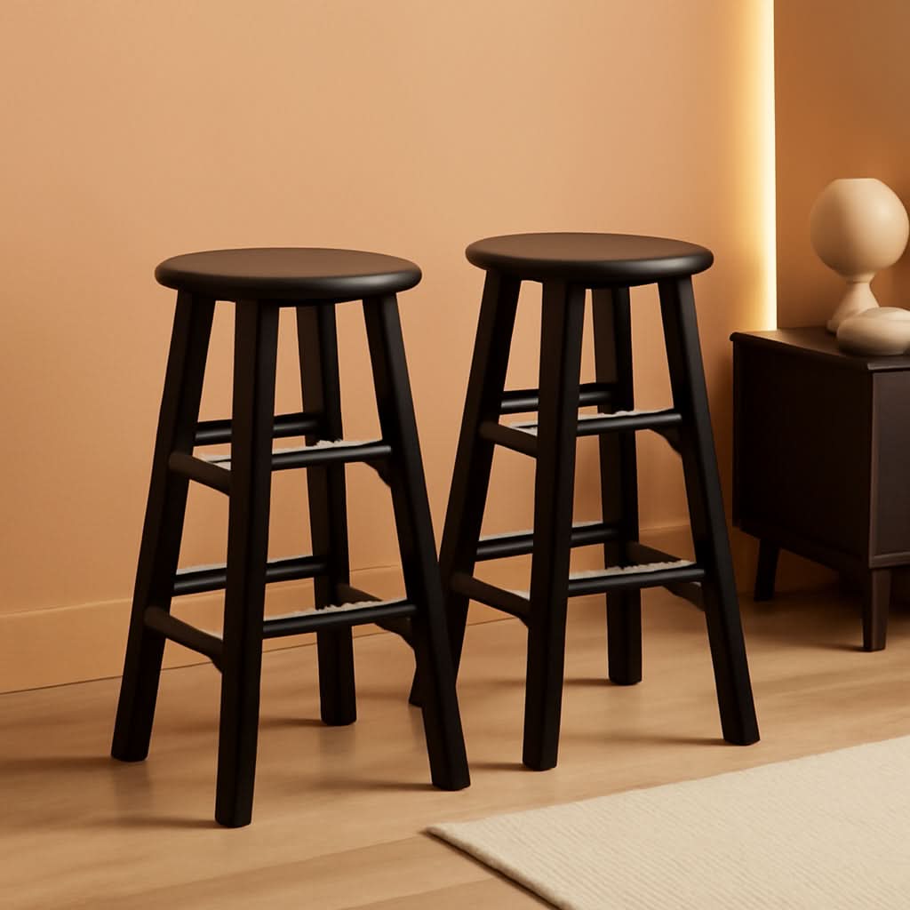 Espresso Counter Stool Set 2 Piece Solid Wood 24 Inch