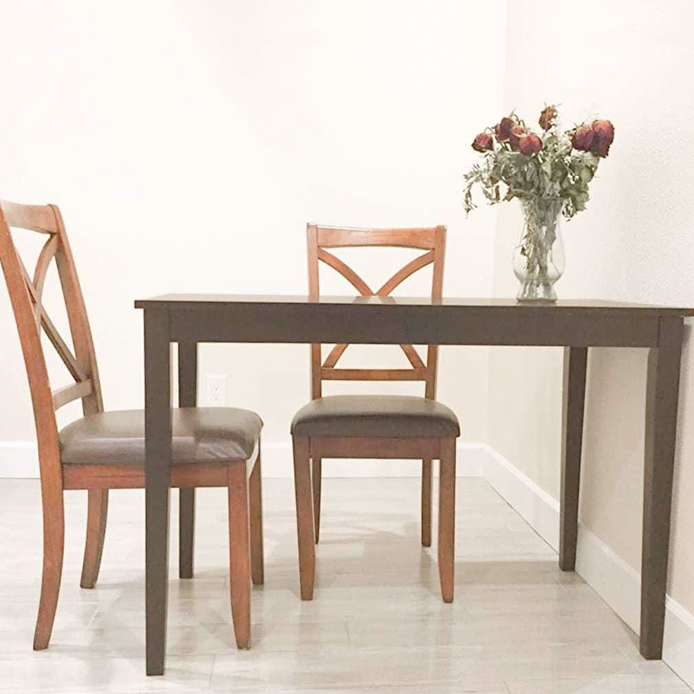 Espresso Finish Rectangular Solid Wood Dining Table Four Seater