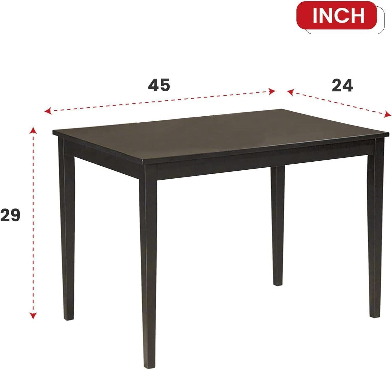 Espresso Finish Rectangular Solid Wood Dining Table Four Seater